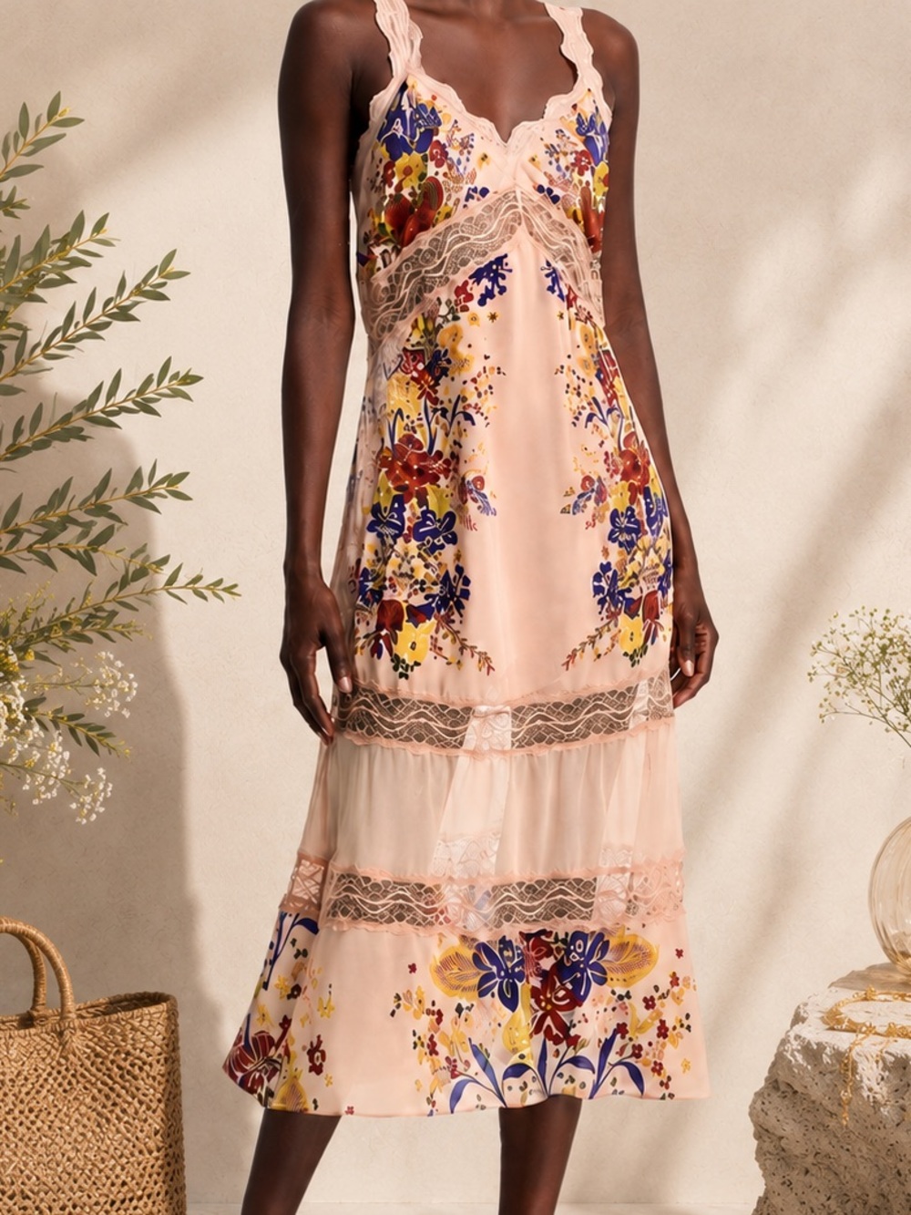 FARM Rio Floral Lace Slip Dress